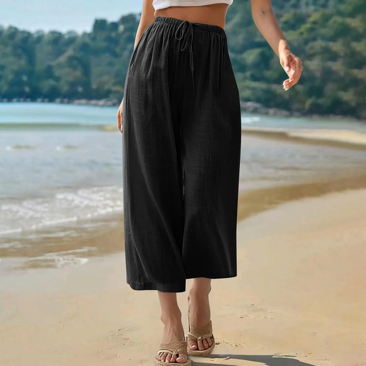Palazzo Pants for Women Casual Comfortable Fit High Waist Casual Daily Outing Pants Petite Tea Party Classic Trousers