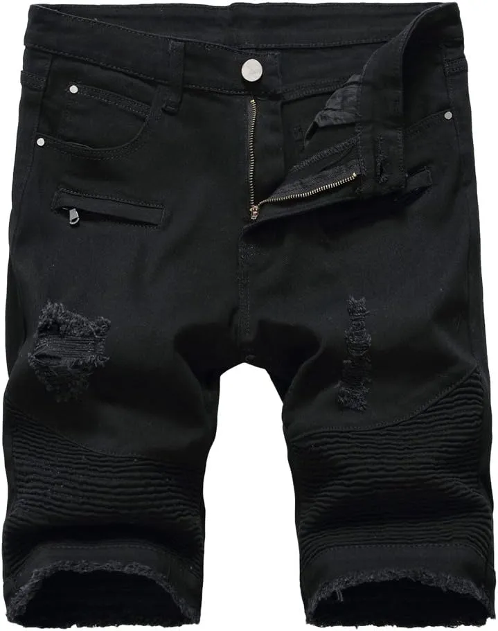 PASOK Men's Casual Denim Shorts Classic Fit Vintage Summer Cotton Jeans Shorts