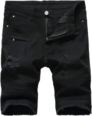 PASOK Men's Casual Denim Shorts Classic Fit Vintage Summer Cotton Jeans Shorts