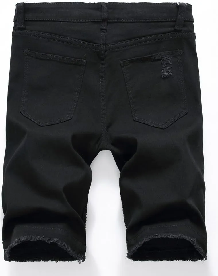 PASOK Men's Casual Denim Shorts Classic Fit Vintage Summer Cotton Jeans Shorts