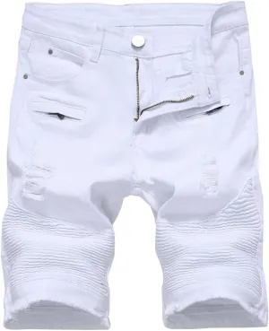 PASOK Men's Casual Denim Shorts Classic Fit Vintage Summer Cotton Jeans Shorts