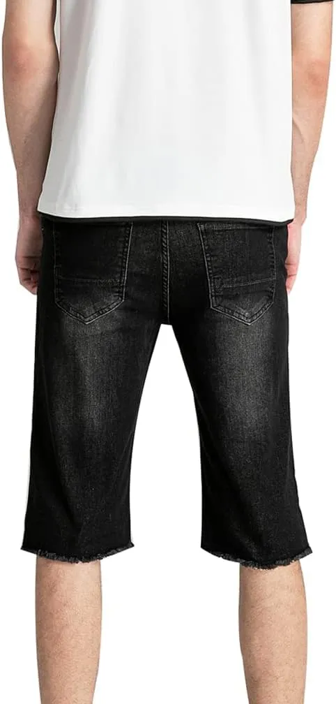 PASOK Men's Casual Denim Shorts Distressed Stretchy Jeans Shorts Ripped Short Pants