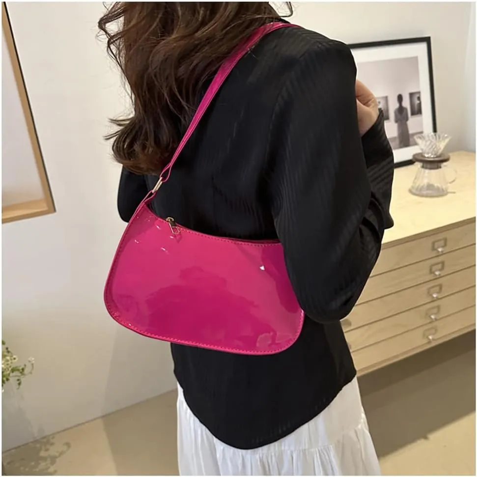 Patent Leather Clutch Purse Shiny Evening Handbags for Women Armpit Shoulder Bag MINI Hobos
