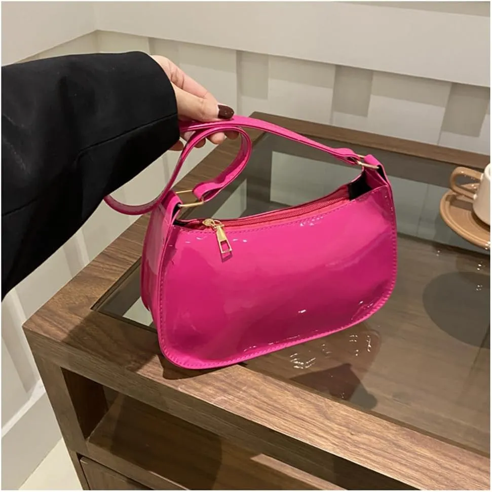 Patent Leather Clutch Purse Shiny Evening Handbags for Women Armpit Shoulder Bag MINI Hobos