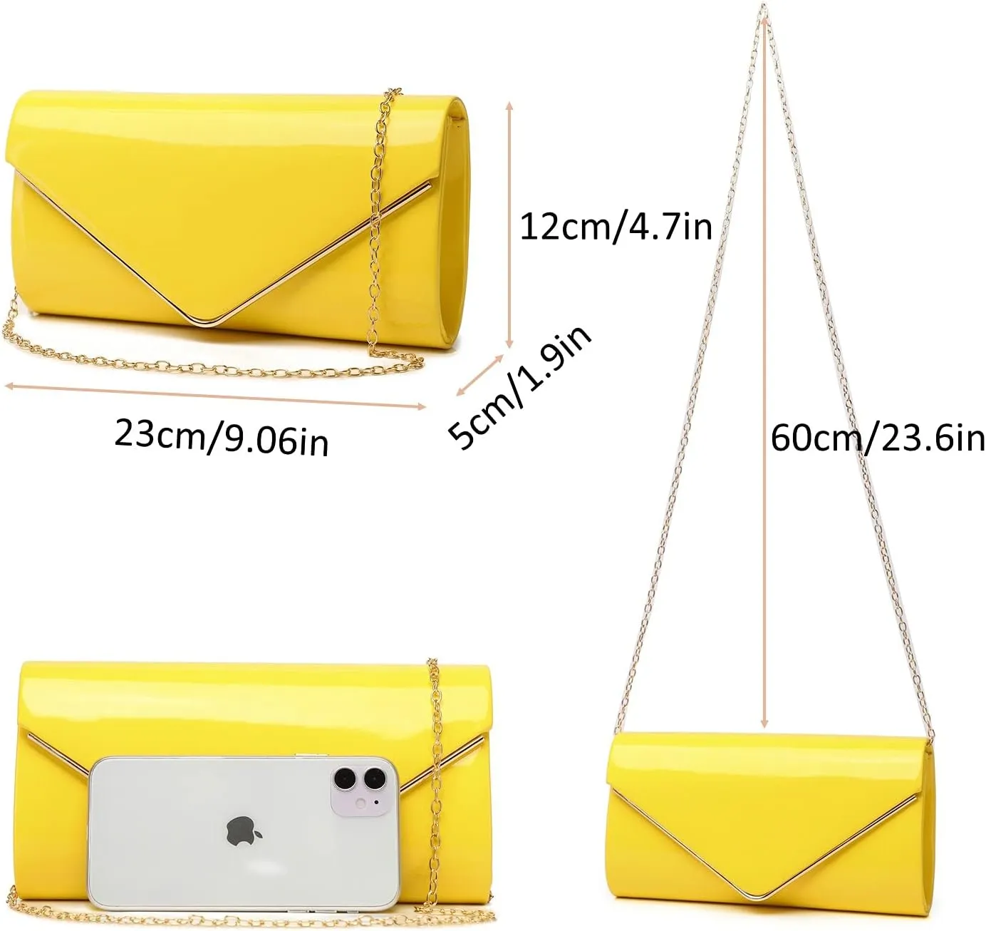 Patent Leather Envelope Clutch Womens Evening Handbag Stylish Shoulder Bag Purse for Christmas Wedding Party Prom
