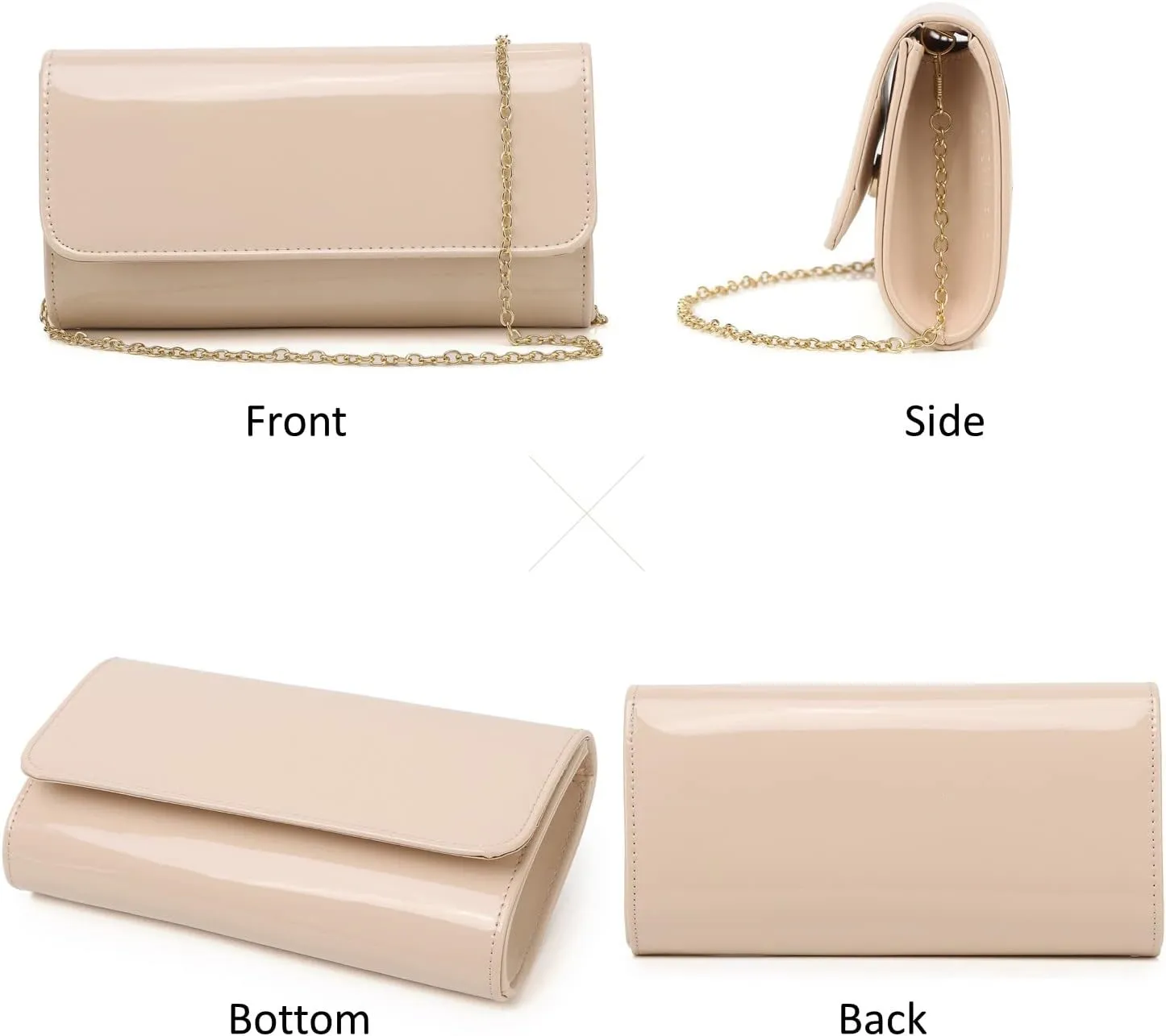 Patent Leather Envelope Clutch Womens Evening Handbag Stylish Shoulder Bag Purse for Christmas Wedding Party Prom