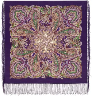 Pavlovo Posad Russian Shawl 100% Wool 89x89 cm 35x35 inches Pashmina Scarf Wrap Silk Tassels 1929-15