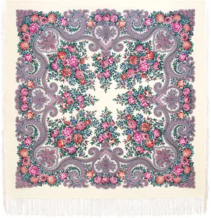 Pavlovo Posad Shawl Women's scarves 100% Pure Natural Merino Wool scarf Russian Wrap 125x125 cm 49x49 inches Pashmina Scarf Wrap Silk Tassels 2036-3