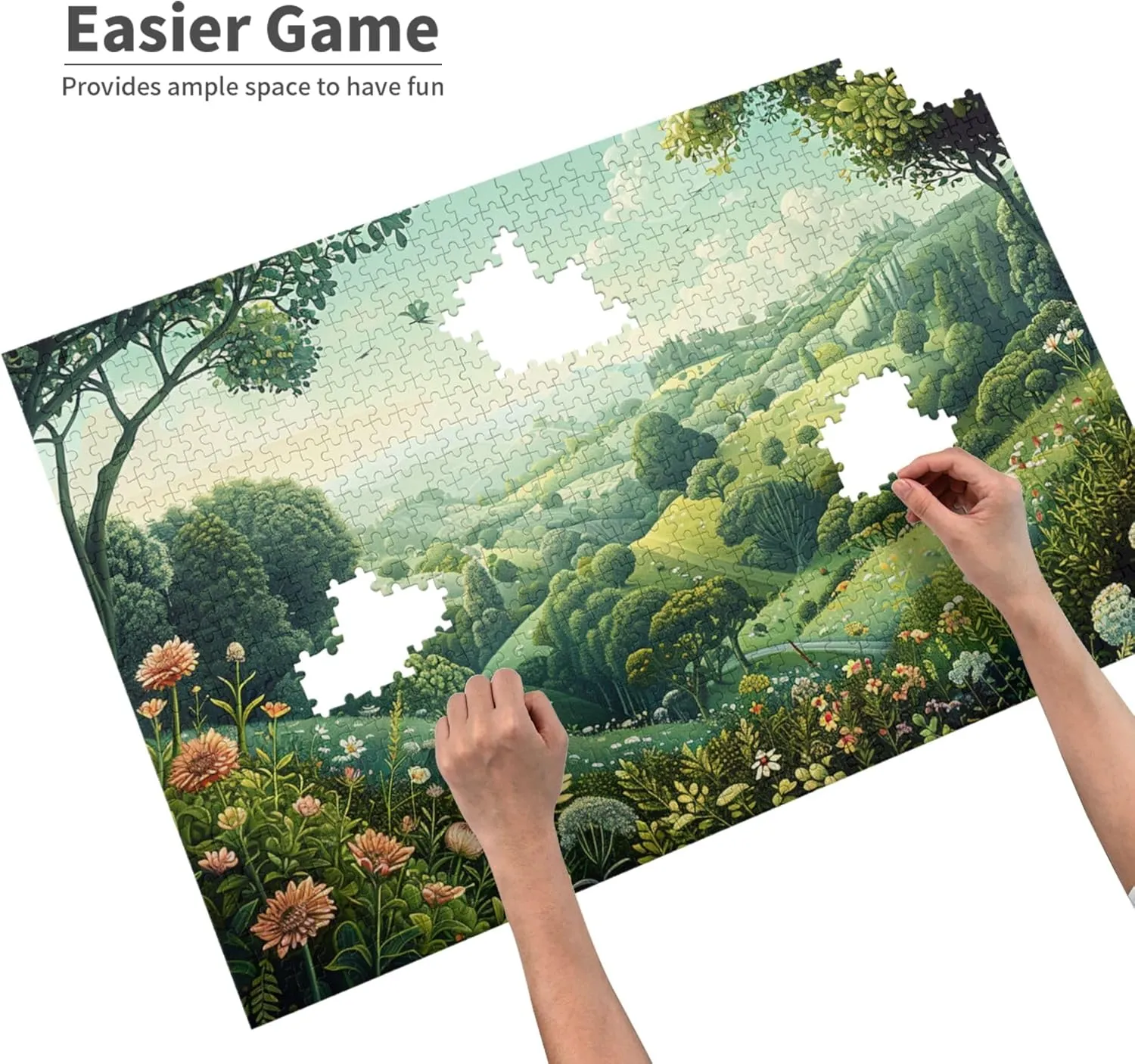 Peaceful Grassland 1000 Pieces of Adult Wooden Puzzle - Artistic Challenge,Perfect for Display & Fun,Piece Fit Together Perfectly,Enjoy The Solving Process，Gifts Fro Friends and Family
