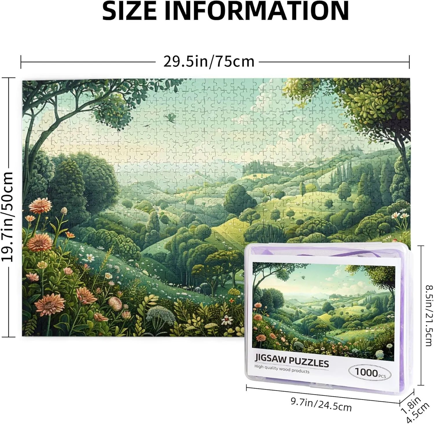 Peaceful Grassland 1000 Pieces of Adult Wooden Puzzle - Artistic Challenge,Perfect for Display & Fun,Piece Fit Together Perfectly,Enjoy The Solving Process，Gifts Fro Friends and Family