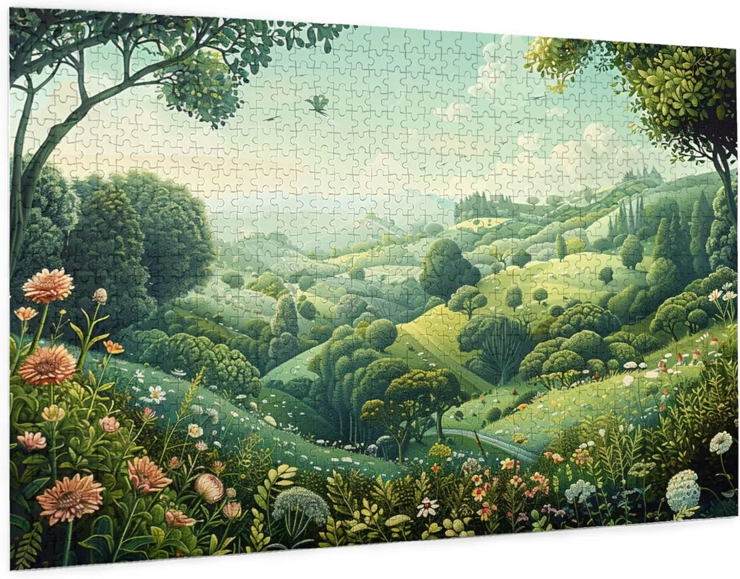 Peaceful Grassland 1000 Pieces of Adult Wooden Puzzle - Artistic Challenge,Perfect for Display & Fun,Piece Fit Together Perfectly,Enjoy The Solving Process，Gifts Fro Friends and Family