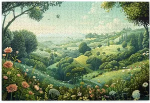 Peaceful Grassland 1000 Pieces of Adult Wooden Puzzle - Artistic Challenge,Perfect for Display & Fun,Piece Fit Together Perfectly,Enjoy The Solving Process，Gifts Fro Friends and Family