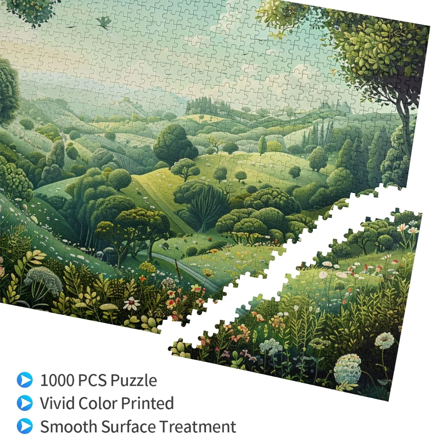 Peaceful Grassland 1000 Pieces of Adult Wooden Puzzle - Artistic Challenge,Perfect for Display & Fun,Piece Fit Together Perfectly,Enjoy The Solving Process，Gifts Fro Friends and Family