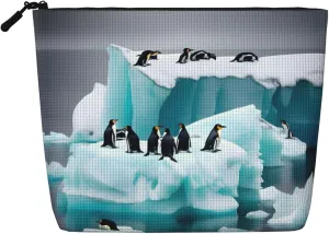 Penguins On The Iceberg Print make up bag Single-layer Makeup Bags Travel Cosmetic Organizer Large Capacity Zippered