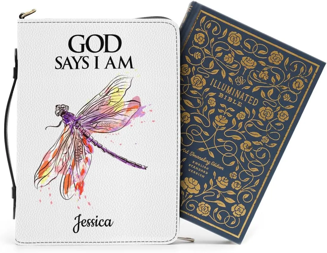 Personalized Bible Covers With Custom Name - Butterfly Bible Organizer Case - Leather Bible Book Bag With Handle - Christian Gifts For Women & Men - Bible Holder, Bible Carrying Case Extra Large Size