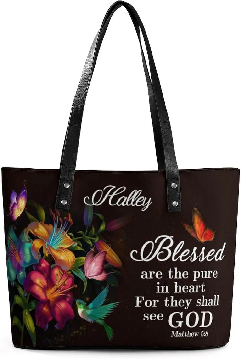 Personalized Leather Single Shoulder Bag Custom Name Handbag Inspirational Bags Gift For Women Christian Birthday