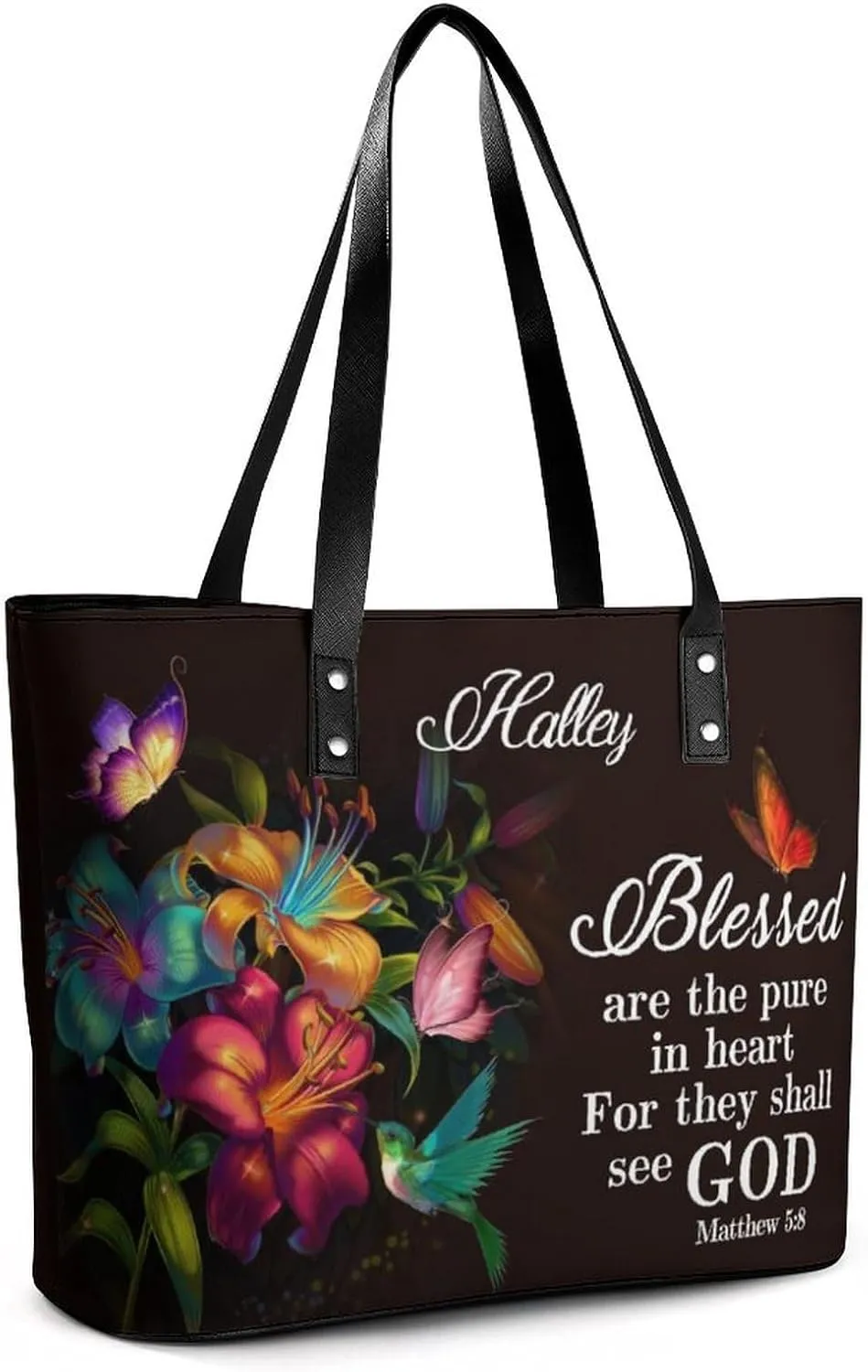 Personalized Leather Single Shoulder Bag Custom Name Handbag Inspirational Bags Gift For Women Christian Birthday