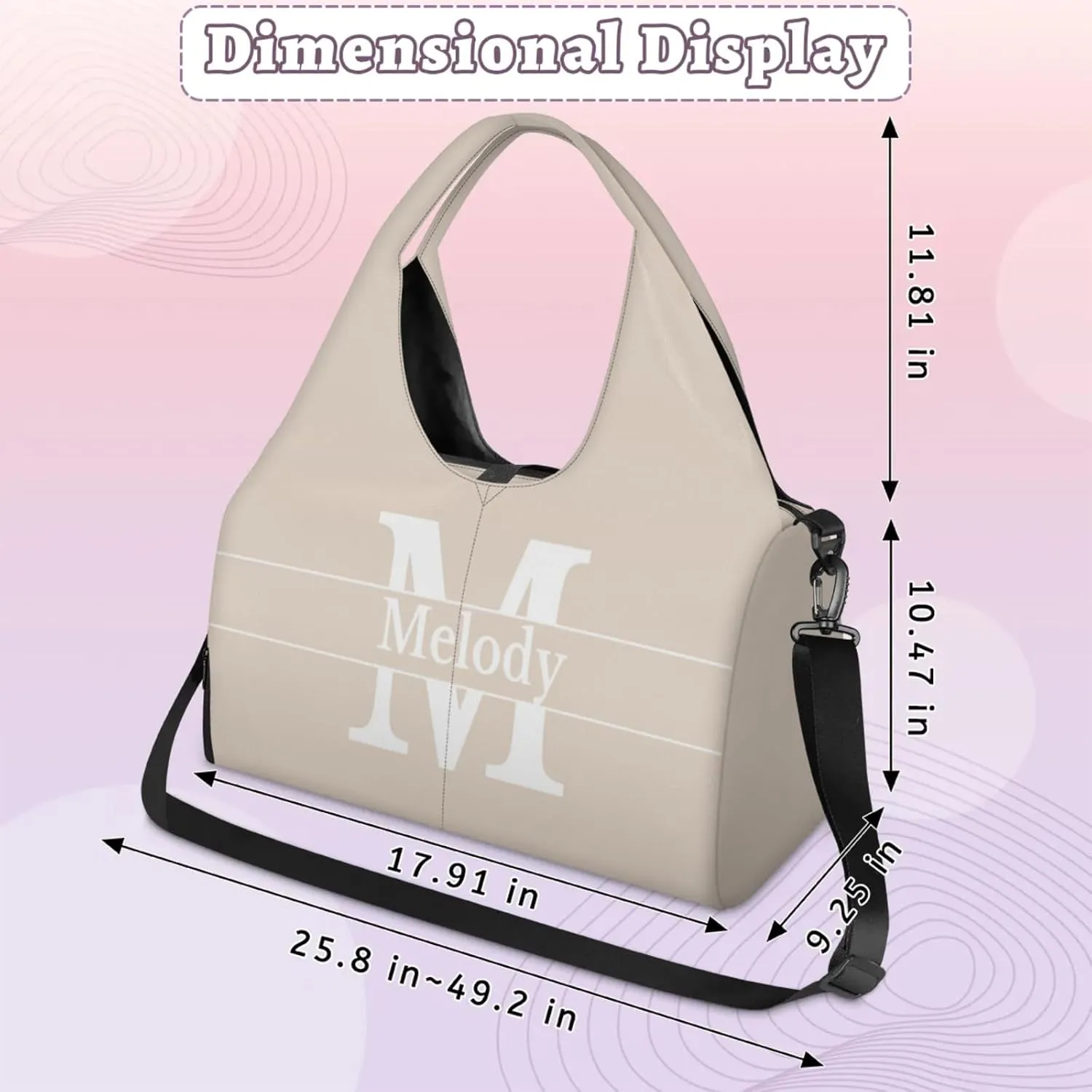 Personalized Yoga Mat Bag with Name Shoe Compartment, Solid Color Initial Letter Travel Tote Sport Gym Duffel Bag