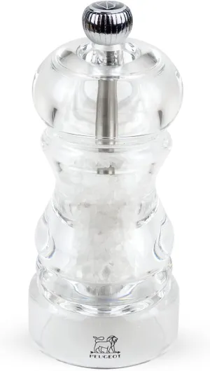 Peugeot 900812/SME Nancy Manual Salt Mill - Transparent Adjustable Grinder for Rock Salt - Acrylic, Clear, 4.75 inches