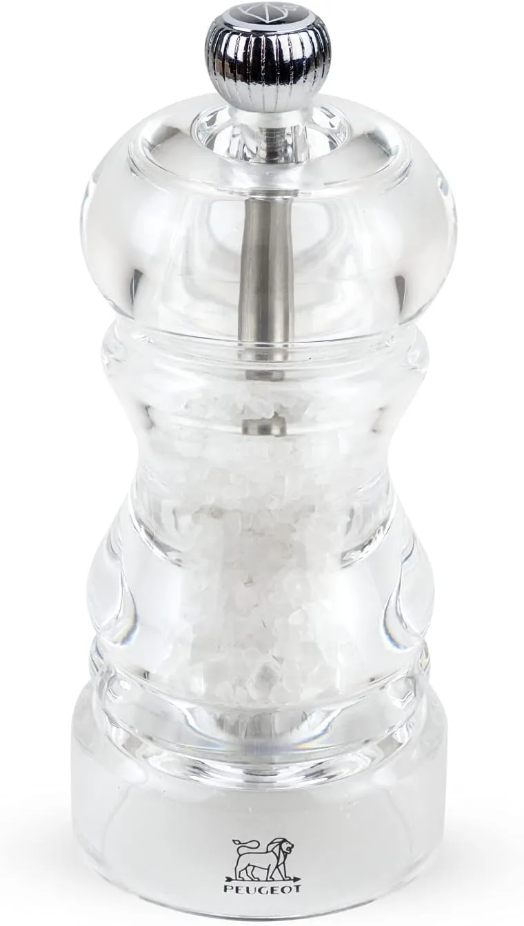 Peugeot 900812/SME Nancy Manual Salt Mill - Transparent Adjustable Grinder for Rock Salt - Acrylic, Clear, 4.75 inches