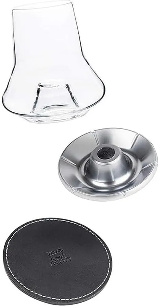 Peugeot - Les Impitoyables Set - Connoisseurs Whiskey Tasting Set with Glass, Chilling Base and Coaster - 38cl / 13oz