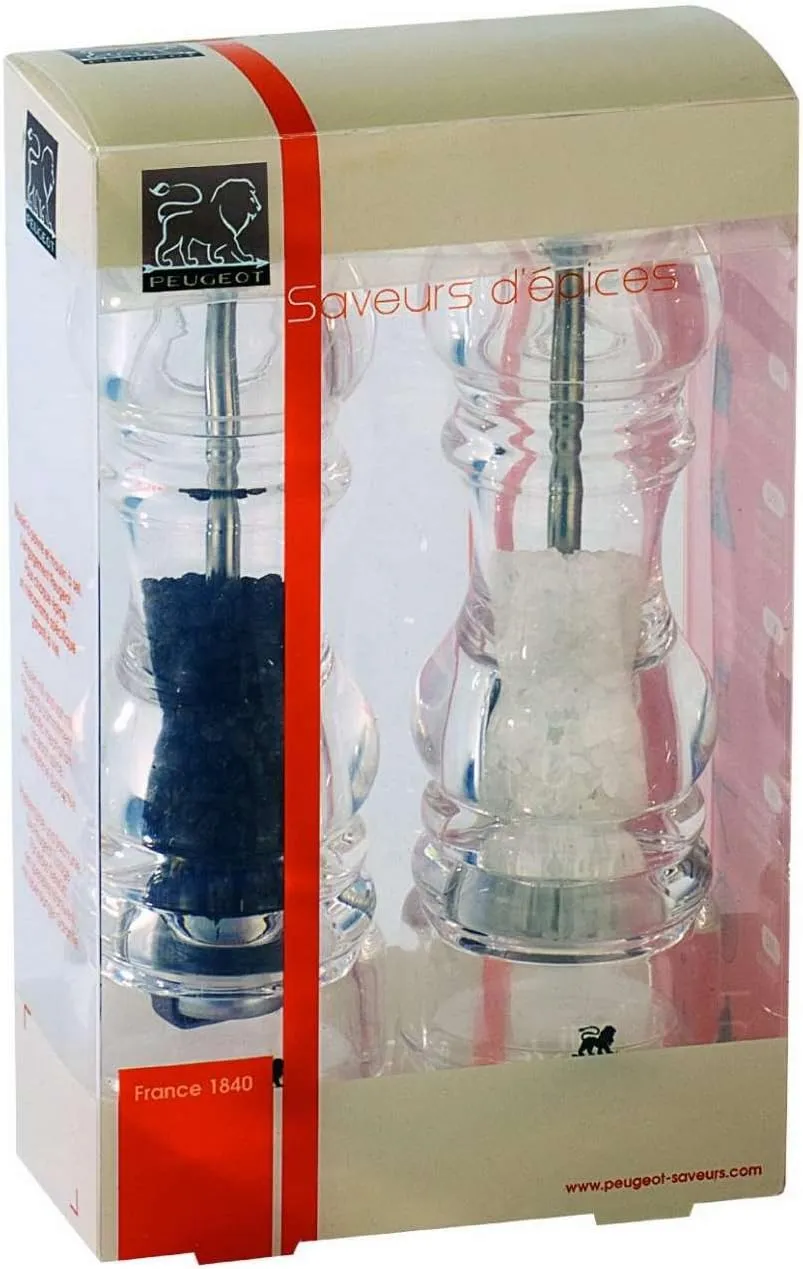 Peugeot Nancy 7 Inch Salt and Pepper Mill Set,Clear,2/900818