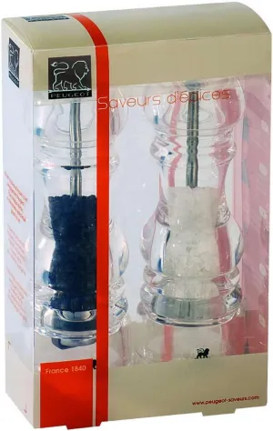 Peugeot Nancy 7 Inch Salt and Pepper Mill Set,Clear,2/900818