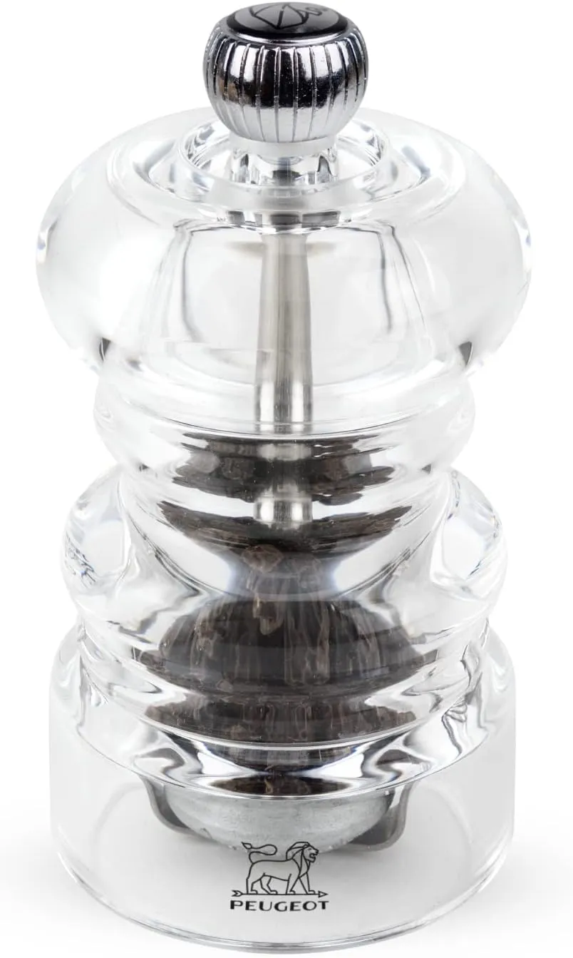 Peugeot - Nancy Manual Pepper Mill - Transparent Adjustable Grinder - Acrylic, Clear, 3.5 inches