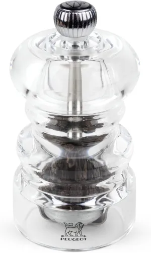 Peugeot - Nancy Manual Pepper Mill - Transparent Adjustable Grinder - Acrylic, Clear, 3.5 inches