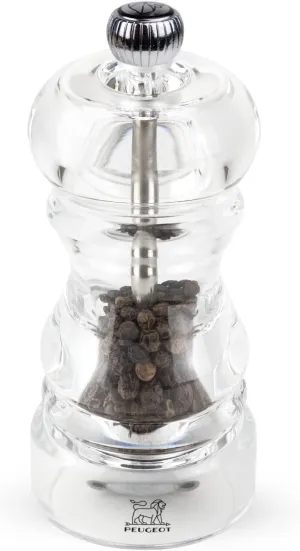 Peugeot - Nancy Manual Pepper Mill - Transparent Adjustable Grinder - Acrylic, Clear, 4.75 inches