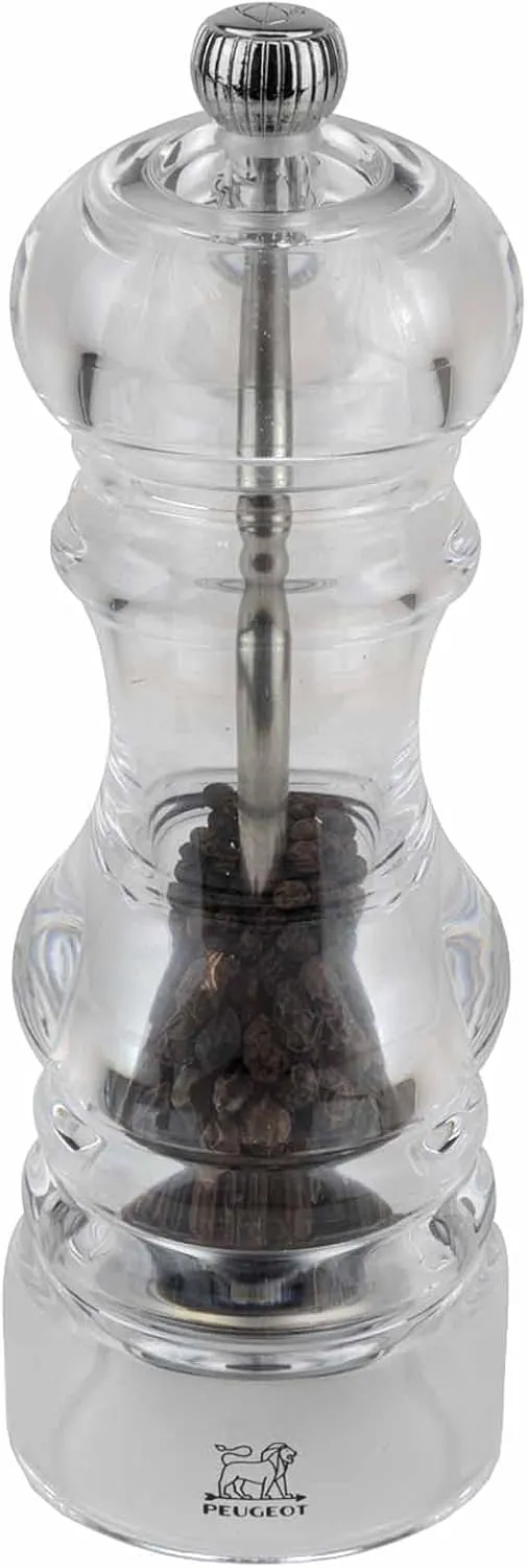 Peugeot - Nancy Manual Pepper Mill - Transparent Adjustable Grinder - Acrylic, Clear, 7 inches