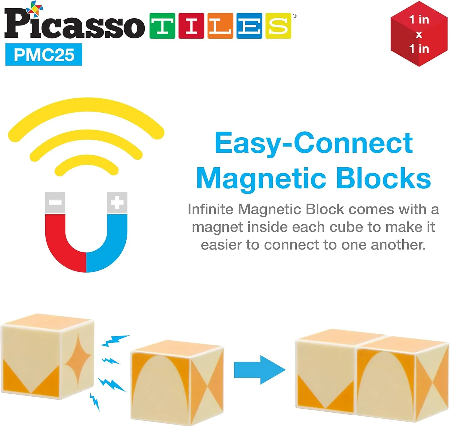 Picasso Cubes 25 Piece Magnetic Puzzle Game Magic Cube Puzzles Brain Teaser Set Kids Toy Magnet Pattern Block Matching Toys with Free Ideabook 150  Inspirations Included STEM Learning Early Education