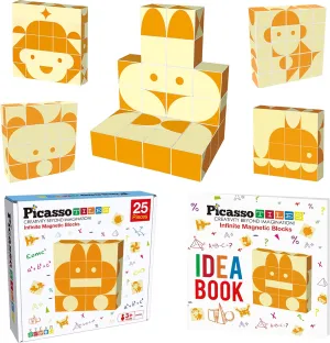 Picasso Cubes 25 Piece Magnetic Puzzle Game Magic Cube Puzzles Brain Teaser Set Kids Toy Magnet Pattern Block Matching Toys with Free Ideabook 150  Inspirations Included STEM Learning Early Education