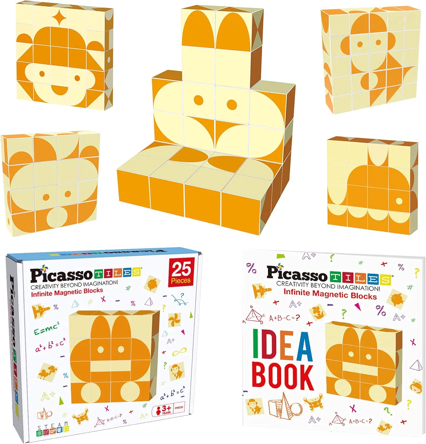Picasso Cubes 25 Piece Magnetic Puzzle Game Magic Cube Puzzles Brain Teaser Set Kids Toy Magnet Pattern Block Matching Toys with Free Ideabook 150  Inspirations Included STEM Learning Early Education