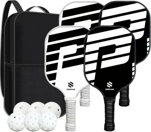 Pickleball Paddles Set of 4 Graphite Pickleball Rackets Honeycomb Core Pickleball Set Includes 4 Pickleball Paddles Pickleball Balls 1 Bag
