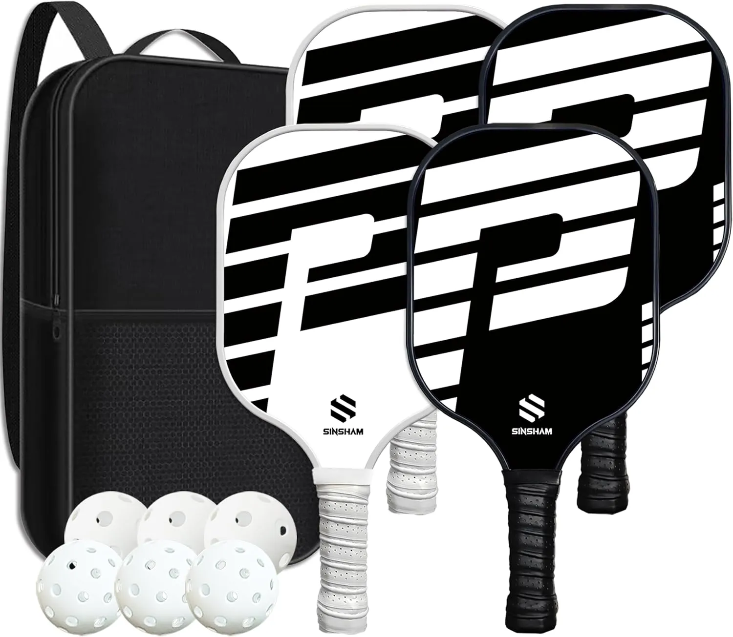 Pickleball Paddles Set of 4 Graphite Pickleball Rackets Honeycomb Core Pickleball Set Includes 4 Pickleball Paddles Pickleball Balls 1 Bag
