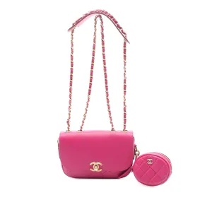 Pink Chanel Quilted Calfskin Multi Pouching Flap Shoulder Bag
