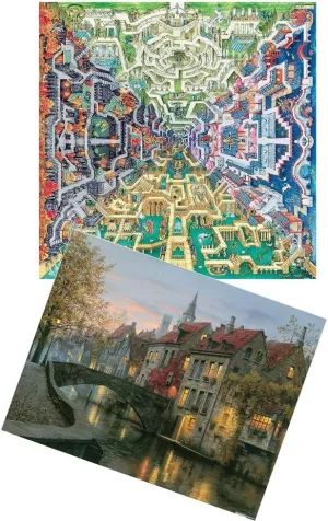 Pintoo - Two Plastic Jigsaw Puzzles Bundle - 1600 Piece - Tom Parker - Myth Maze and 2000 Piece - Evgeny Lushpin - Silent Evening [H2375 H3116]