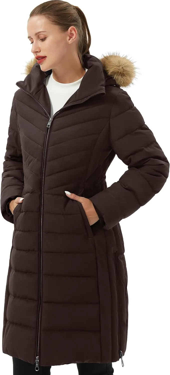 Pioneer Camp Women's Winter Coats Warm Thicken Long Puffer Jacket Waterproof Quilted Parka with Removable Faux Fur Hood