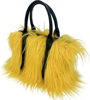 Plush Shoulder Bag for Women Crossbody Soft Fluffy Large Tote Handbag Fuzzy Purse Faux Fur Bag in Winter (Orange)