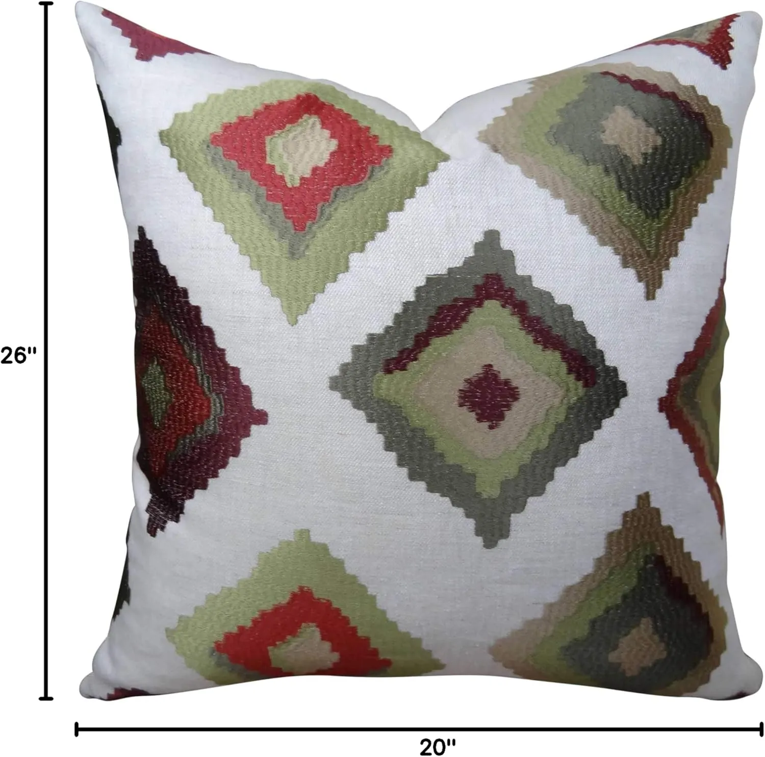 Plutus Brands Plutus Earth Native-Trail Handmade Throw Pillow, 20" x 26" Standard, White/Green/Red