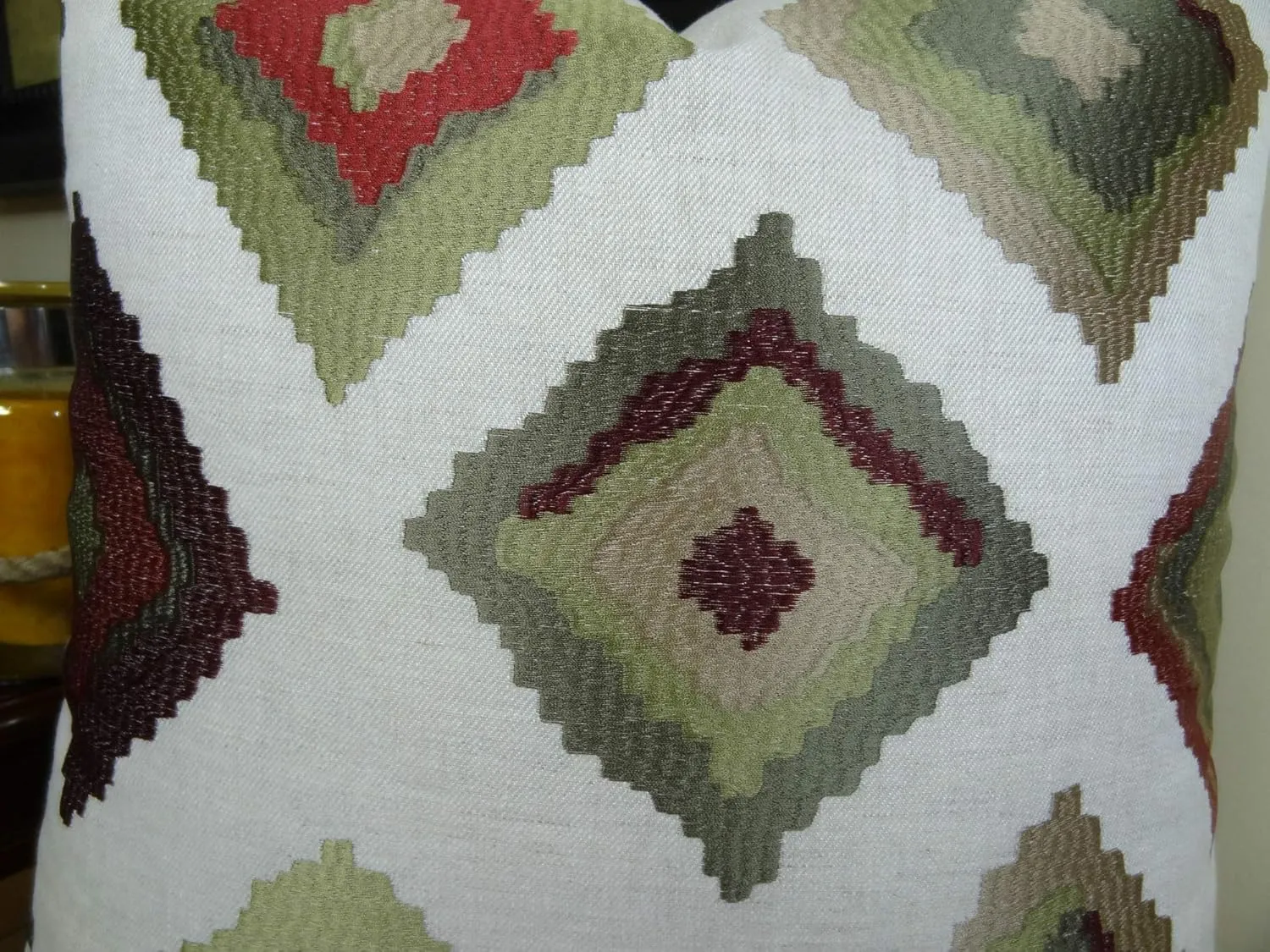 Plutus Brands Plutus Earth Native-Trail Handmade Throw Pillow, 26" x 26", White/Green/Red