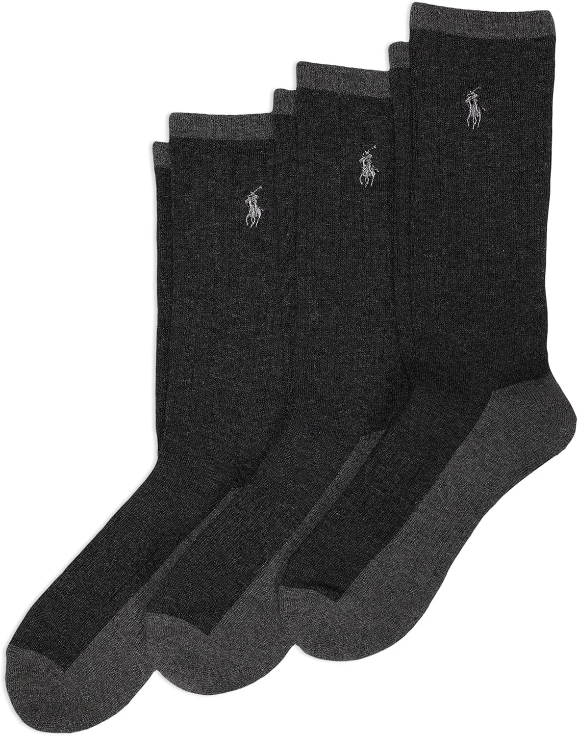 POLO RALPH LAUREN Tri-color Heather Casual Crew Socks - 3 Pair Pack - Arch Support and Comfort Cushioning