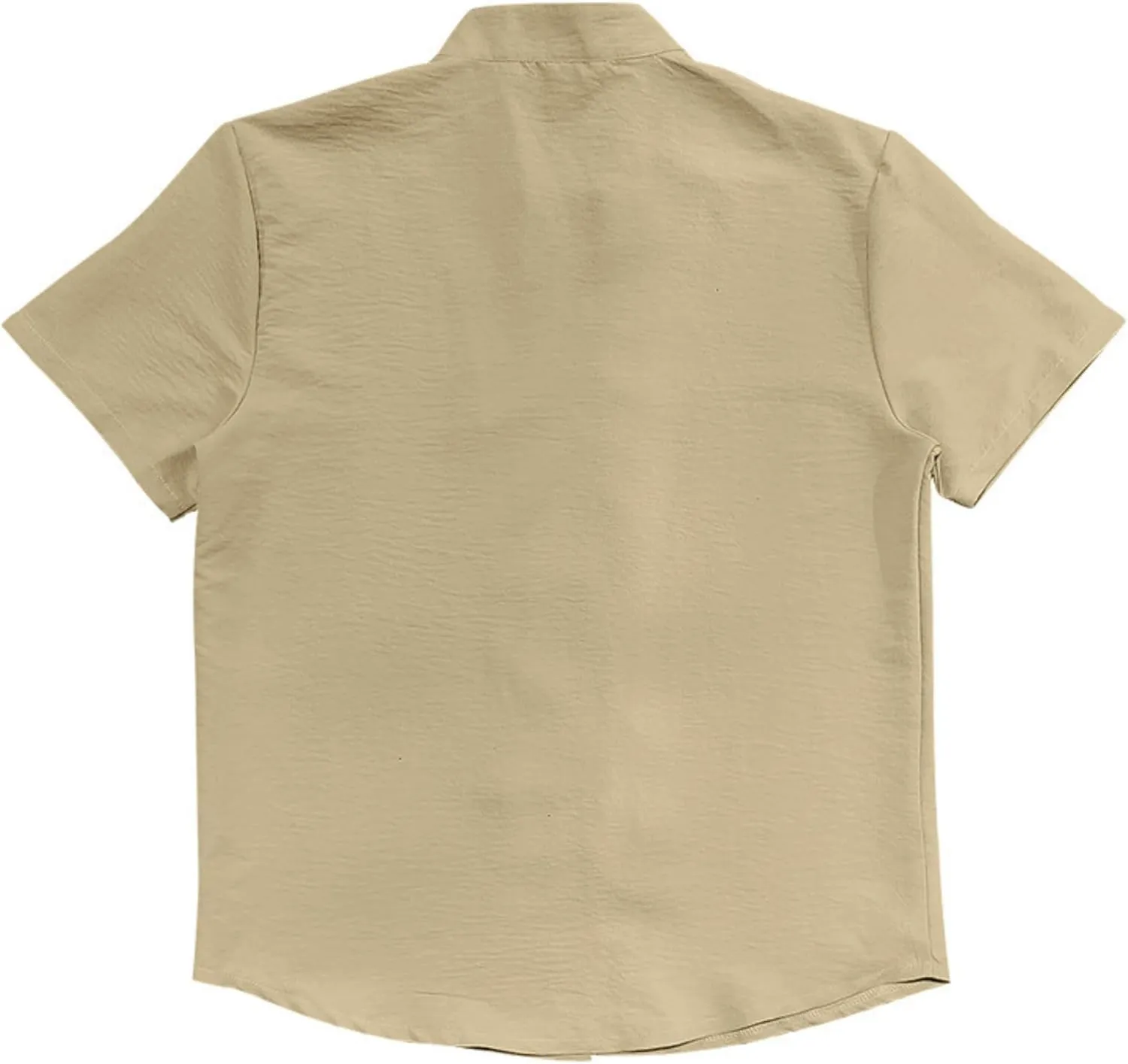 PORCLAY Men's Linen Shirt Short Sleeve Button Down Collar T Shirt Tops Casual Solid Color Summer Vacation Beach Blouses
