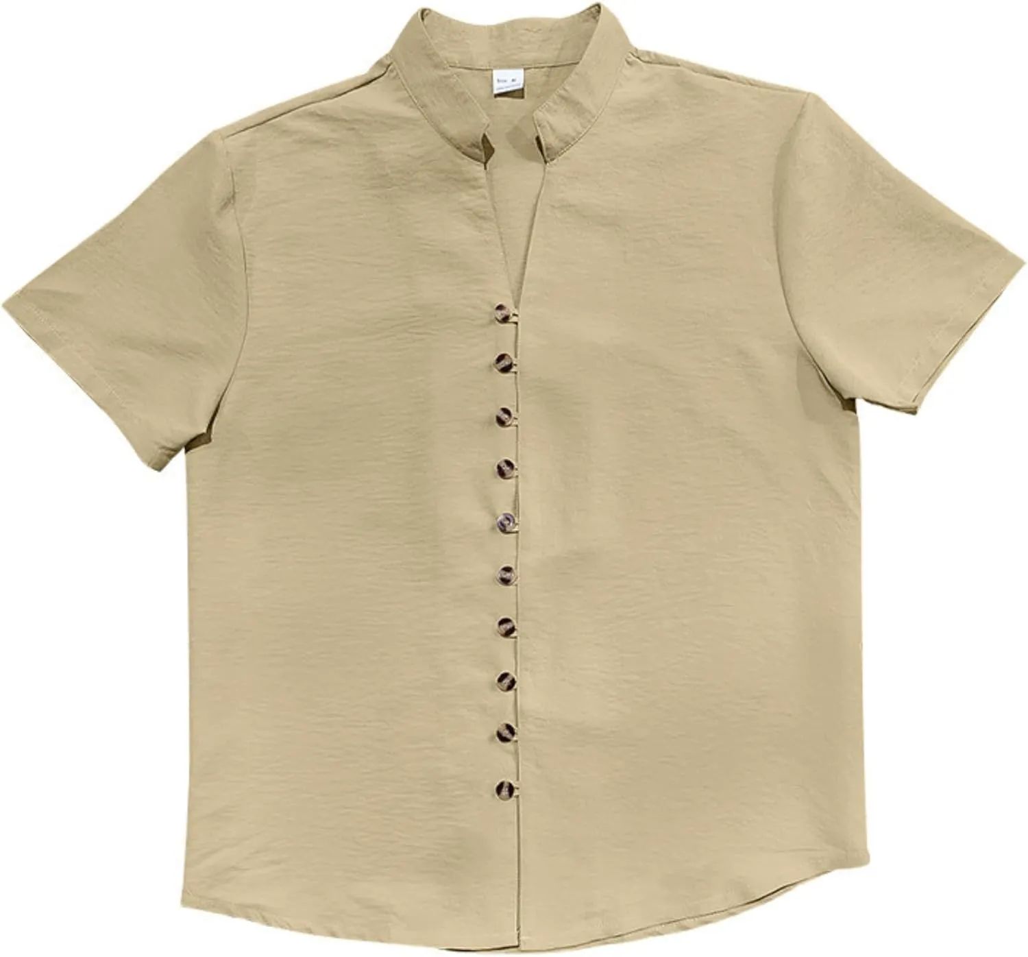 PORCLAY Men's Linen Shirt Short Sleeve Button Down Collar T Shirt Tops Casual Solid Color Summer Vacation Beach Blouses