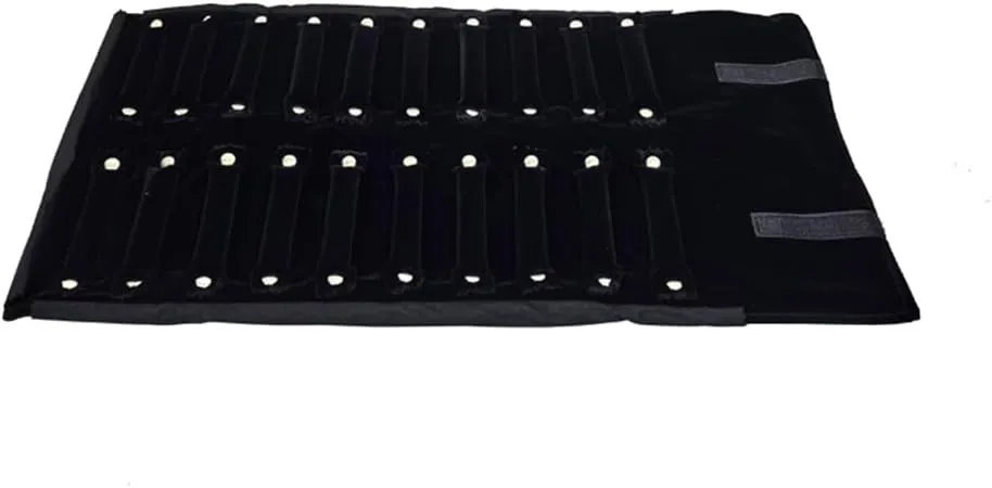 Portable Jewelry Roll Bag For Rings,Black All and Velvet Jewelry Roll Bag keep your Rings Safe (Open size: 55 * 29cm Close size: 30 * 10cm, Black Grey)