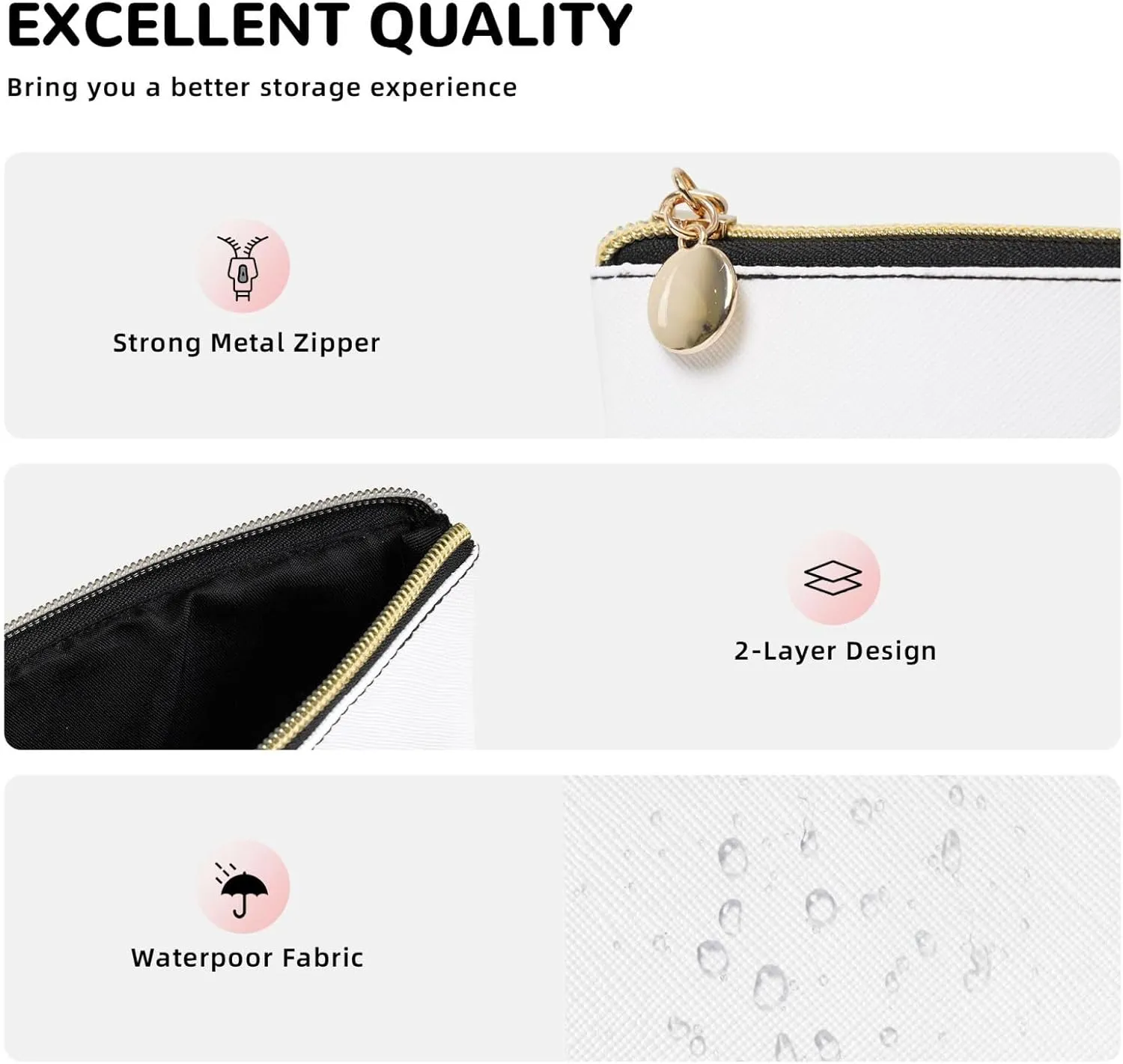Portable Makeup Bag Zipper Pouch Travel Make up Organizer Bag Toiletry bag Water-resistant Aesthetic PVC Leather Cosmetic Bags for Women and Girls with Eucalyptus Leaf