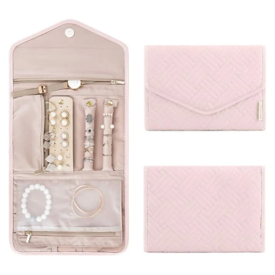 Portable Velvet Jewelry Roll – Travel Organizer Bag