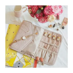 Portable Velvet Jewelry Roll – Travel Organizer Bag