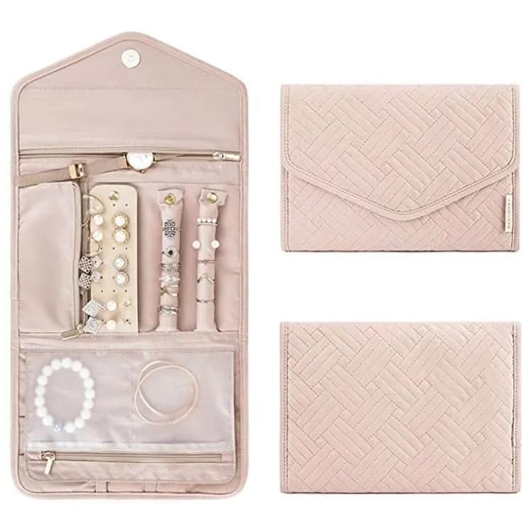 Portable Velvet Jewelry Roll – Travel Organizer Bag